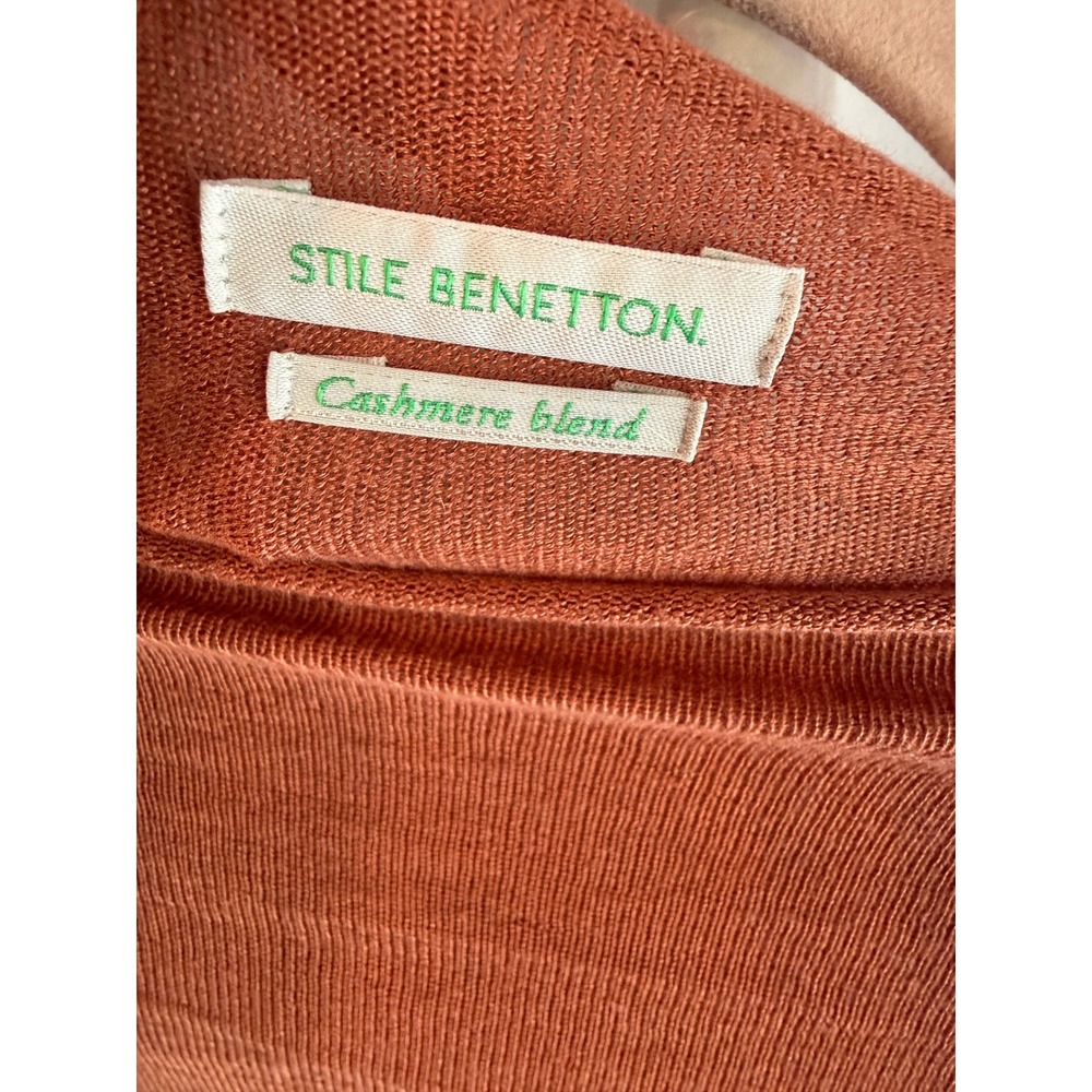 Stile Benetton Cashmere Blend Sweater Terracotta Orange Knit Top Size M - Picture 2 of 5
